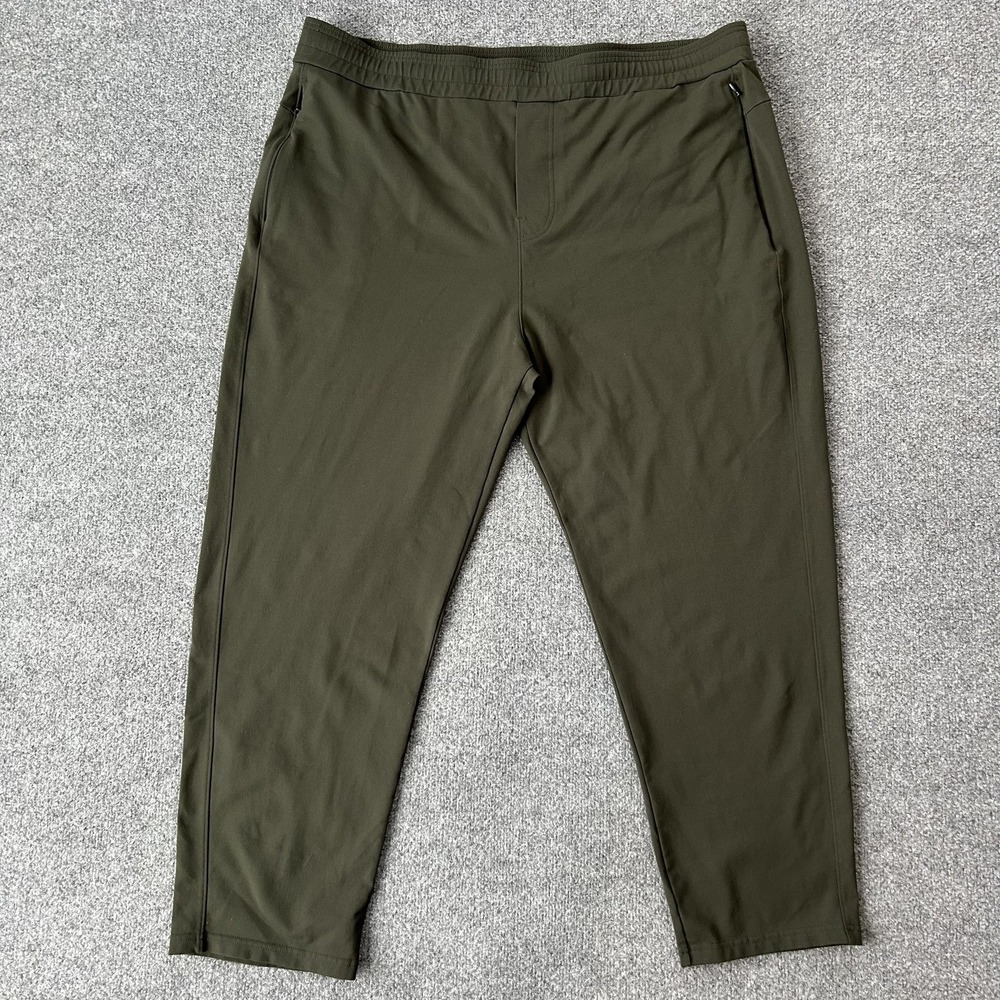 Public‎ Rec Pants Mens 44 Green Nylon Jogger Elastic Waist Zip Pockets Stretch